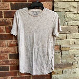 Carbon Gray Beige TShirt w Black Pepper Dots XS